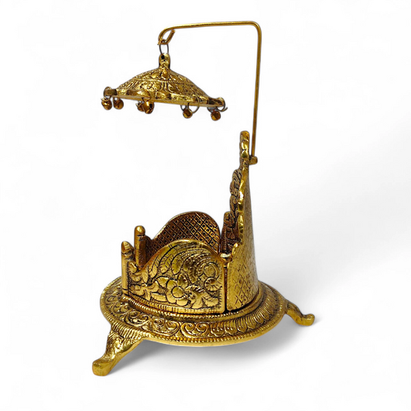 Achleshwar Laddu Gopal Handcrafted Singhasan in Antique Gold Finish