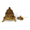 Antique gold decorative singhasan throne with carved back and three-toed feet