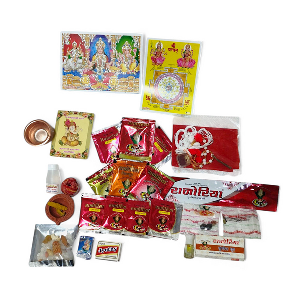 Diwali Lakshmi Puja Kit packed with traditional offerings and accessories