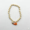 Wood bead mala bracelet with small round beads and orange tassel