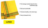 Yellow dhoti with red and green border stripes and patterned hem