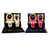 Marble dust idol statue pair: white-gold and pink-gold two-faced figures on black bases