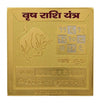 Gold-plated square bull zodiac yantra with embossed figure and numeric grid