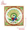 Chowki 6x6 embroidered square cloth with central peacock motif, border in green and red