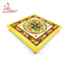 Decorative square chowki with multicolor circular center and patterned frame