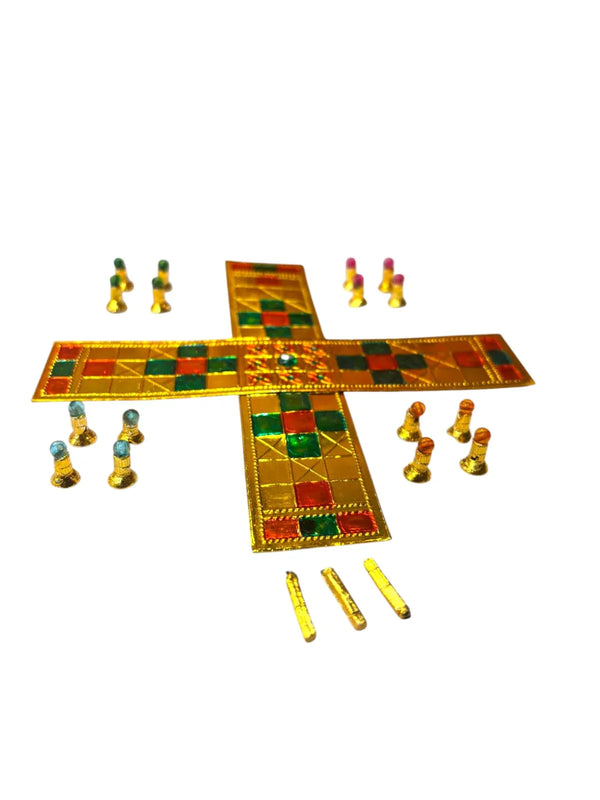 Traditional Chausar / Chaupad Game Toy for Laddu Gopal | Miniature Dice Board Game Set for Bal Gopal Idol Decoration (Copy) - Achleshwar