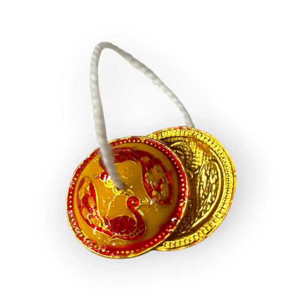 Manjeera Toy for Laddu Gopal | Small Divine Instrument for Krishna Idol | Miniature Pooja Accessory for Bal Gopal (1 Pair) - Achleshwar