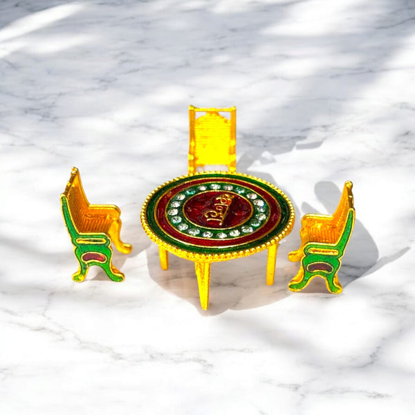 Dining Table & Chair Set for Laddu Gopal | Small Toy Furniture for Krishna Idol