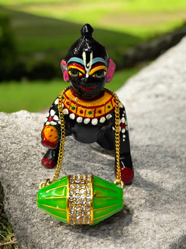 Small Wooden Dholak Toy for Laddu Gopal | Miniature Pooja Instrument for Bal Gopal Idol