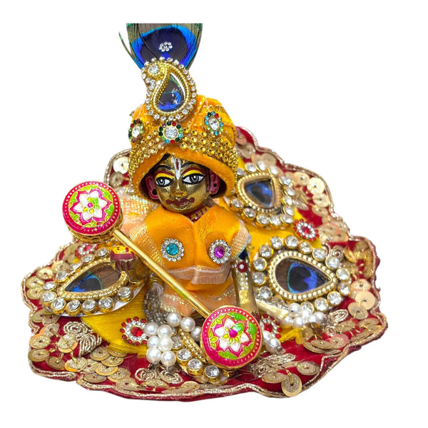 Small Metal Ghughra Toy for Laddu Gopal Ji & Radha Krishna Ji | Miniature Decor for God Idols (Copy) - Achleshwar
