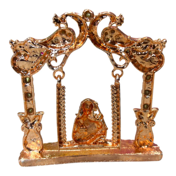 Laddu Gopal Small Metal Jhula Toy for Kanha Ji | Miniature Swing for Krishna | Janmashtami, Radhaashtami, Mandir Pooja Room Decor - Achleshwar