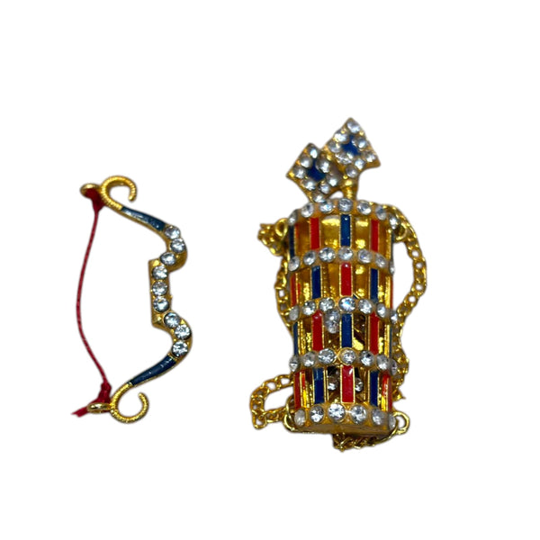 Laddu Gopal Dhanush Baan Toy | Small Bow-Arrow Toy for Kanha Ji | Janmashtami Radhaashtami Mandir Decor | Krishna Ji Miniature Khilona for Pooja Room (Copy)