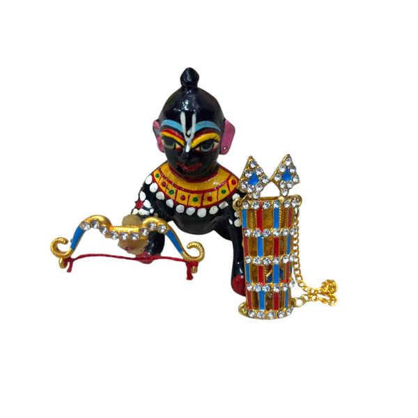 Laddu Gopal Dhanush Baan Toy | Small Bow-Arrow Toy for Kanha Ji | Janmashtami Radhaashtami Mandir Decor | Krishna Ji Miniature Khilona for Pooja Room (Copy) - Achleshwar