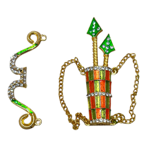 Laddu Gopal Dhanush Baan Toy | Small Bow-Arrow Toy for Kanha Ji | Janmashtami Radhaashtami Mandir Decor | Krishna Ji Miniature Khilona for Pooja Room