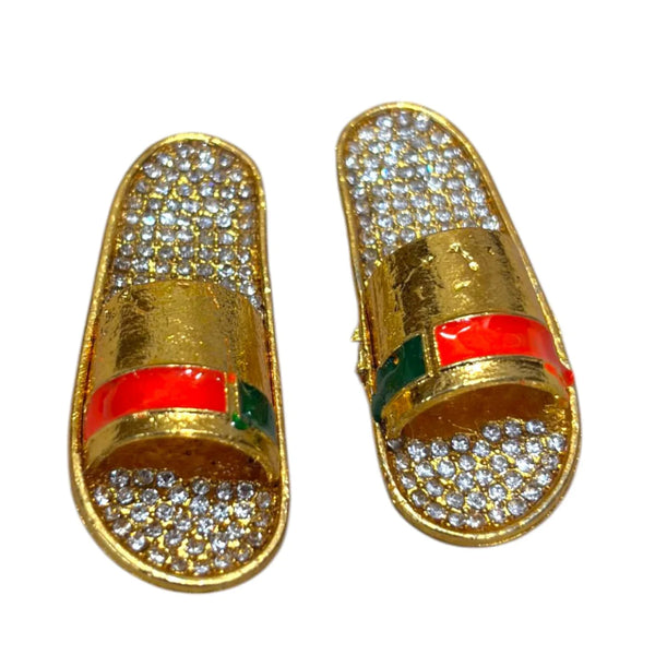 Laddu Gopal Small Chappal Toy for Krishna Ji | Miniature Slippers for Kanha Idol | Janmashtami & Mandir Decoration Accessory | Khilona for Bal Gopal Ji - Achleshwar