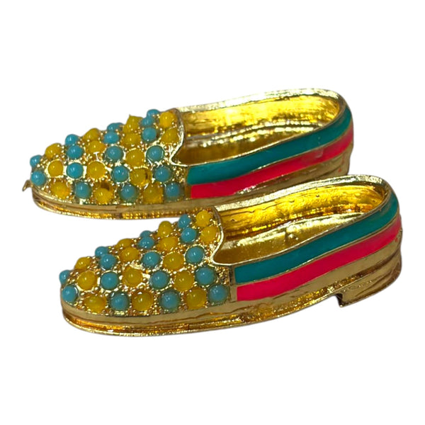 Traditional Juti Mojadi Shoes for Laddu Gopal | Small Kanha Ji Toy Footwear for Janmashtami, Radhaashtami & Mandir Decor | Miniature Krishna Idol Khilona by Achleshwar