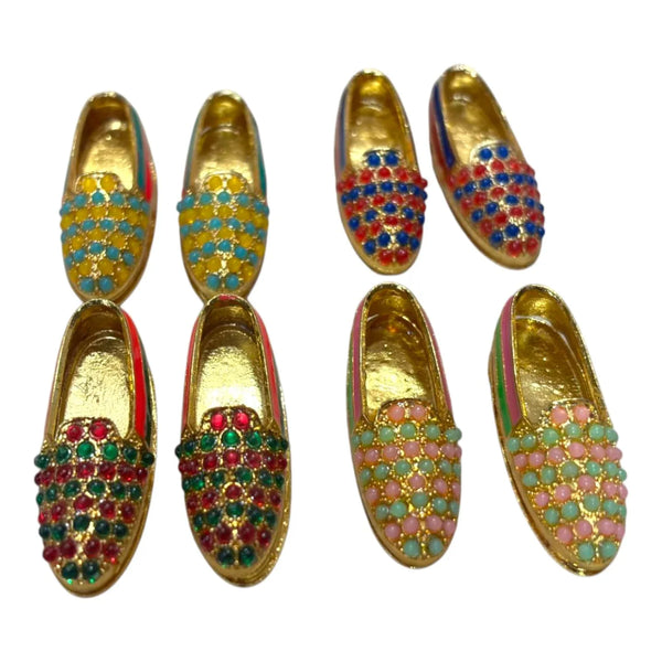 Traditional Juti Mojadi Shoes for Laddu Gopal | Small Kanha Ji Toy Footwear for Janmashtami, Radhaashtami & Mandir Decor | Miniature Krishna Idol Khilona by - Achleshwar