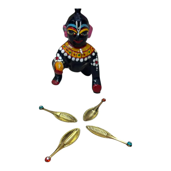 Laddu Gopal Chammach Toy | Miniature Spoon for Kanha Ji | Janmashtami, Radhaashtami & Mandir Décor | Bal Gopal Khilona for Pooja Room - Achleshwar