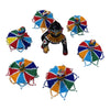 Miniature wooden chakri spinning tops with colorful beaded pinwheel design