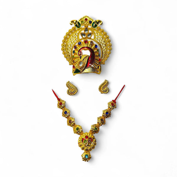 Laddu Gopal Jewellery Set – Mukut, Haar & Earrings Combo | Traditional Jewelry for Kanha Ji 0 no Size