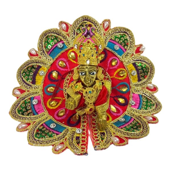 Laddu Gopal Jewellery Set – Mukut, Haar & Earrings Combo | Traditional Jewelry for Kanha Ji 6 no Size - Achleshwar