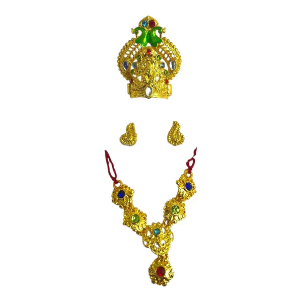 Laddu Gopal Jewellery Set – Mukut, Haar & Earrings Combo | Traditional Jewelry for Kanha Ji 6 no Size - Achleshwar