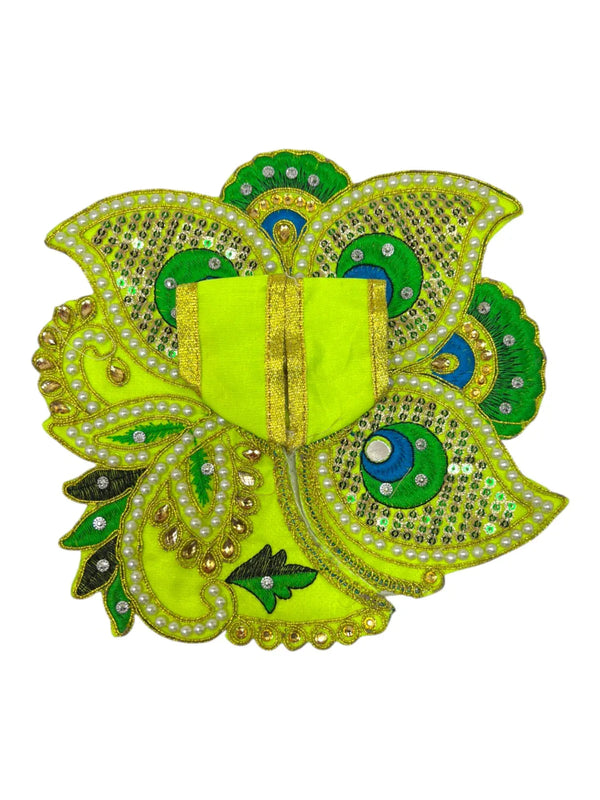 Laddu Gopal poshak/Dress | Bal Gopal Poshak Handmade Peacock Feather Embroidered Dress Size 0 to 6 - Achleshwar