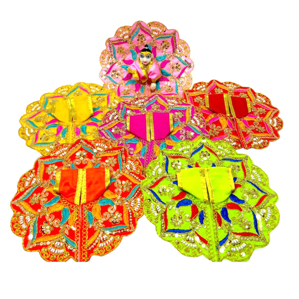 Laddu Gopal poshak/Dress | Bal Gopal Poshak Handmade Embroidered Dress with jhari Work Size 0 to 6 - Achleshwar