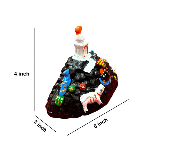 Govardhan Parvat Idol with Shree Giriraj Ji Mukharvind | Govardhan Pooja Decor | Marble Dust Sculpture - Achleshwar