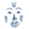 German silver Hanuman face decoration set with heart forehead centerpiece and red eye insets