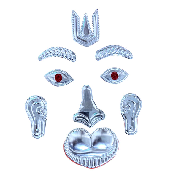 Achleshwar German Silver Hanuman Ji Mukharbind Shringar Set – Traditional Face Decoration Set for Hanuman Idol 8 inch