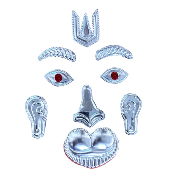 German Silver Hanuman Ji Mukharbind Shringar Set – Traditional Face Decoration Set for Hanuman Idol 8 inch - Achleshwar