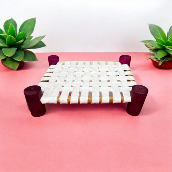 Achleshwar Wooden Palang with Traditional Nivar for Laddu Gopal – Handcrafted Bed for Thakurji Idol