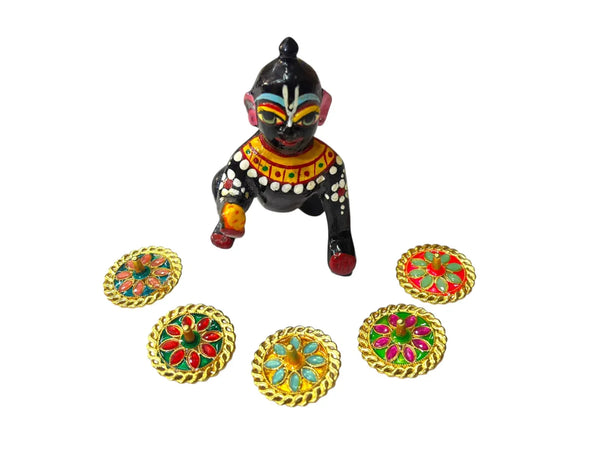 Small Metal Chakri Toy for Laddu Gopal Ji & Radha Krishna Ji | Miniature Decor for God Idols - Achleshwar