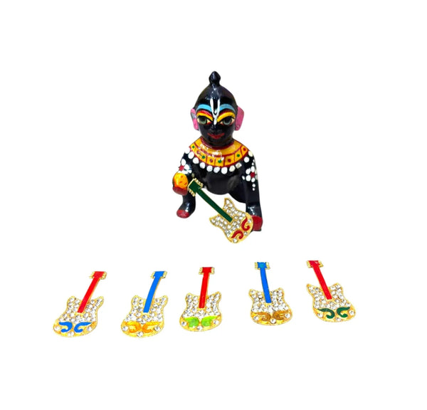 Mini Metal Guitar Toy for Laddu Gopal Toy for Laddu Gopal Ji & Radha Krishna Ji | Miniature Decor for God Idols - Achleshwar