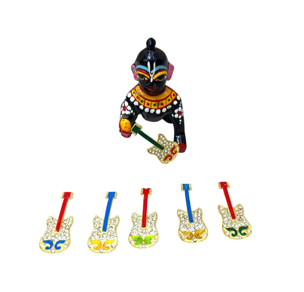 Mini Metal Guitar Toy for Laddu Gopal Toy for Laddu Gopal Ji & Radha Krishna Ji | Miniature Decor for God Idols - Achleshwar