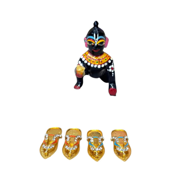 Laddu Gopal Small Chappal Toy for Krishna Ji | Miniature Slippers for Kanha Idol | Janmashtami & Mandir Decoration Accessory | Khilona for Bal Gopal Ji - Achleshwar
