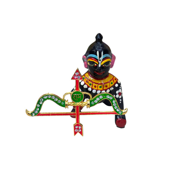 Laddu Gopal Dhanush Baan Toy | Small Bow-Arrow Toy for Kanha Ji | Janmashtami Radhaashtami Mandir Decor | Krishna Ji Miniature Khilona for Pooja Room (Copy) (Copy)