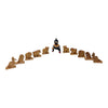 Miniature wooden animal set with 12 carved pieces and small painted figurine