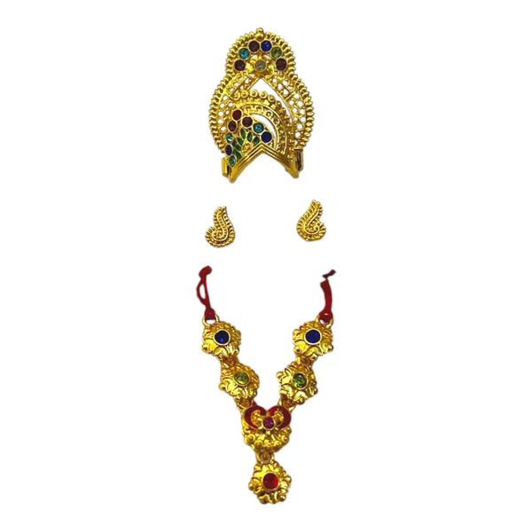 Laddu Gopal Jewellery Set – Mukut, Haar & Earrings Combo | Traditional Jewelry for Kanha Ji 1 no Size - Achleshwar