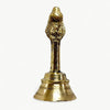 Gold-toned brass pooja bell with Garuda deity finial and round flared base