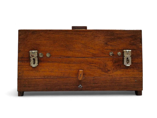 Wooden jhapiji back with two metal latches and a central hanging handle.