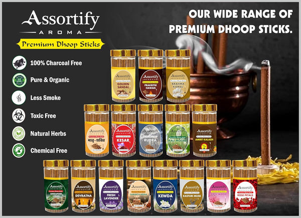 Assortify Matra Shakti Dhoop Sticks Box|Bamboless||100gm Jar Packaging | Less Smoke|