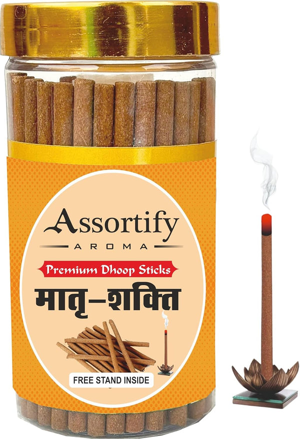 Assortify Matra Shakti Dhoop Sticks Box|Bamboless||100gm Jar Packaging | Less Smoke|