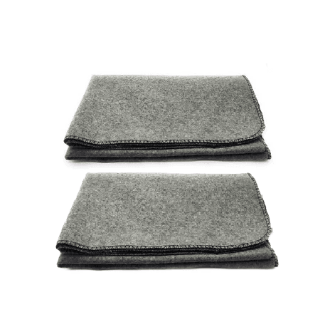 Stacked grey woolen puja asan mats with dark stitched border