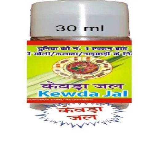 30 ml Kewda Jal bottle for puja and ritual use, Action brand.