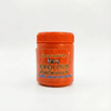 Orange-red kumkum sindur powder jar with ribbed cap, front label visible.