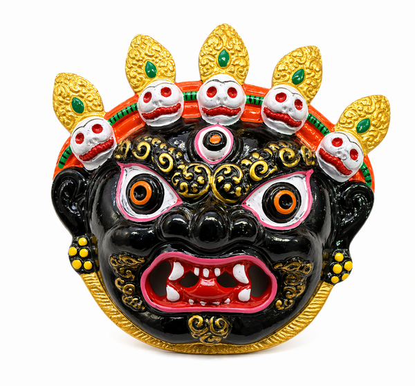 Metal Black & Gold Bhoot Face Mask Nazar Battu for Home Protection