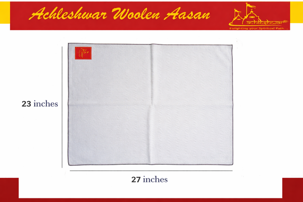 Premium Light Grey Woolen Aasan (23x27 Inch) – Handcrafted Pooja & Meditation Mat - Achleshwar