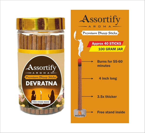 Devratna Dhoop Sticks Box|Bamboless||100gm Jar Packaging | Less Smoke|